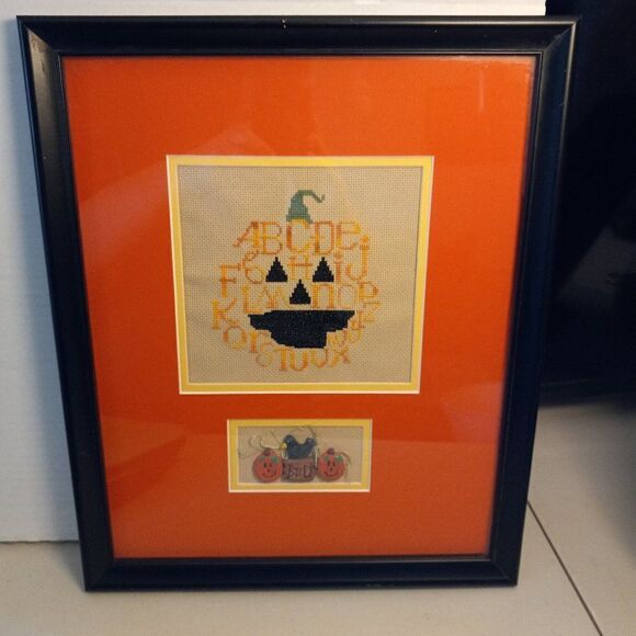 A-Z Pumpkin Sampler Framed and Matted Cottagecore Countrycore Country - Picture 1 of 7